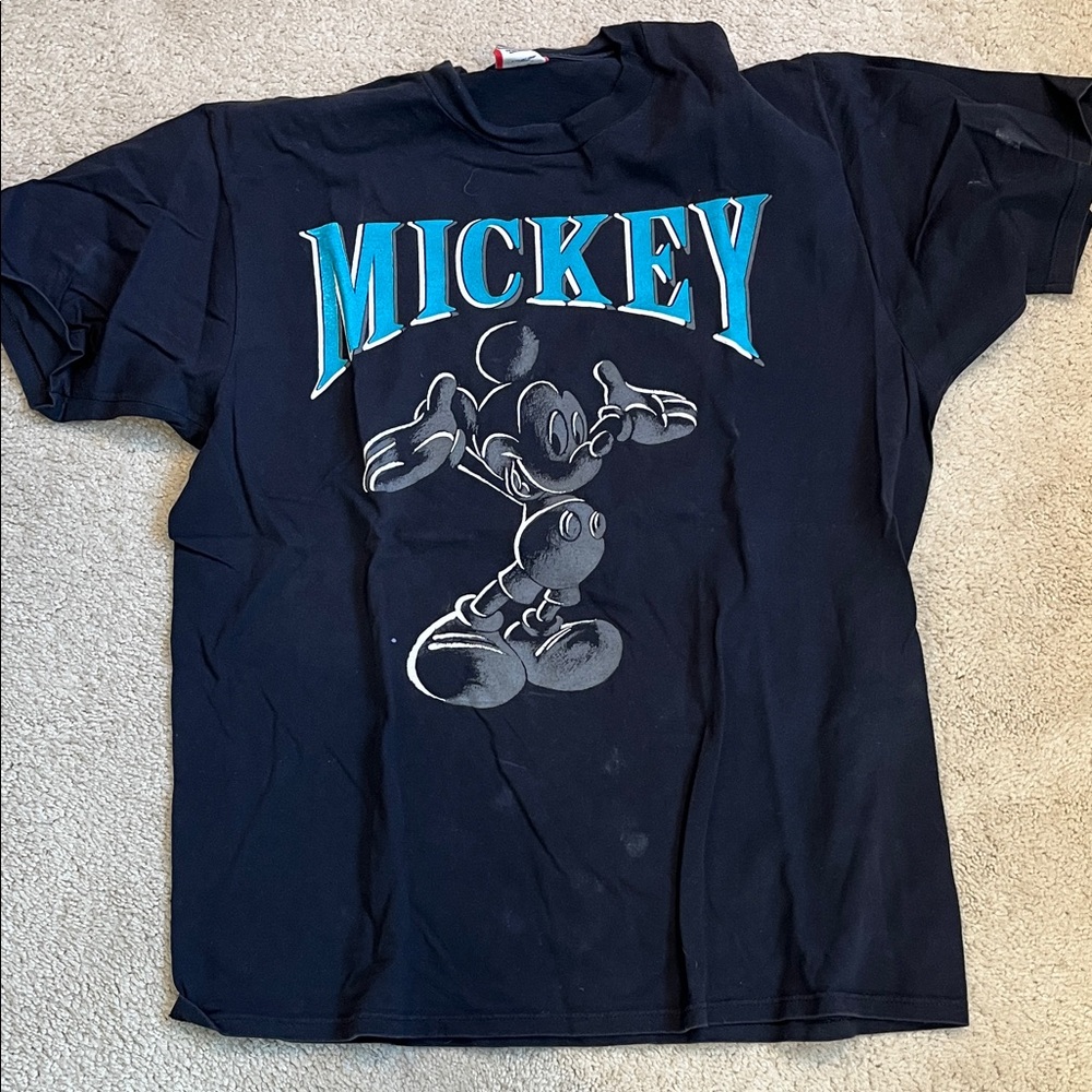 Disney Mickey Mouse Black Tee with Teal Accents